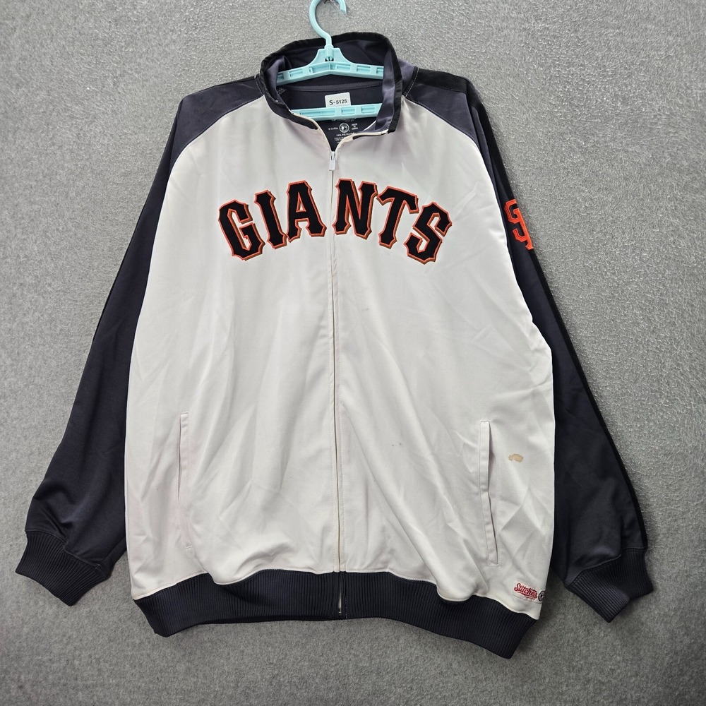 San Francisco Giants Men Jacket XL White Logo Patch Stitches Full Zip READ
